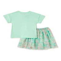 Social Edition Girls Grafička majica i suknja s kratkim rukavima, dvodijelni set odjeće, veličine 4-16