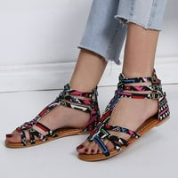 _ / ženske cipele, sandale na klin za žene, ženske sandale na platformi s elastičnim remenom za gležanj u boemskom stilu, ljetne