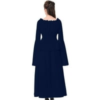 Ženska haljina modna retro svemirska igra jednobojna Vintage večernja klupska elegantna duga Maksi haljina radna odjeća u tamnoplavoj