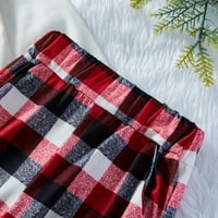 Identični obiteljski pidžama Setovi za Božić, Božićna pidžama, gornji dio s dugim rukavima s printom sobova i karirane hlače, pidžama