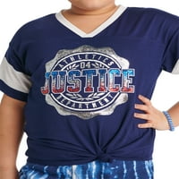 Justice Girls Knot Hem Football majica, veličine XS -xl Plus