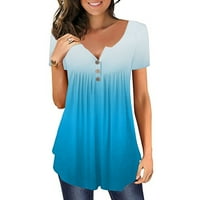 Topovi tunike Plus Size za žene ležerna majica s izrezom u obliku slova A s gradijentnim printom labavi kroj gumbi majice kratkih