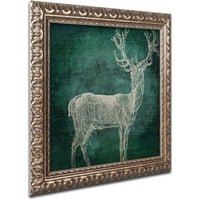 Zaštitni znak likovna umjetnost Smaragdni jeleni platno umjetnost by Color Pekara zlata ukrašeni okvir