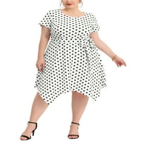 Jedinstvene ponude ženske plus veličine polka točkice asimetrična haljina košulja