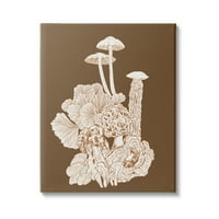 Gljive šumska Flora raspored biljaka zamršeni detalji Galerija grafičke umjetnosti ispis na omotanom platnu zidna umjetnost, dizajn