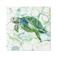 Stupell Industries akvarel morske kornjače plivanje oceanske vode mjehurići za slikanje galerija omotana platna za tisak zidne umjetnosti,