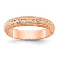 14k karatno ružičasto zlato, gravirani široki dizajn zaručničkog prstena, veličina -5