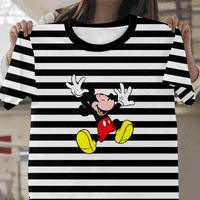 Majice Na pruge Mikki Mouse, slatka majica kratkih rukava za odmor, odgovarajuće obiteljske majice za odrasle i djecu, 3 inča