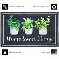 Osnove modnih tvari Deluxe Home Sweet Home Loats Plants Filked Fiber DoorMat, 1,5 '2,5'