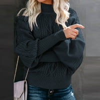 Džemperi s visokim vratom za žene casual jednobojni pulover s debelim pletenim Dugim rukavima džemper s okruglim vratom kaput
