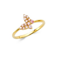 Nakit od 14 karatnog žutog zlata s kubičnim cirkonijem i leptira modni prsten za obljetnicu veličine 6