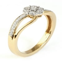 Imperijalno žuto zlato pozlaćeno sterling srebro 1 10ct TW dijamantni cvjetni modni prsten