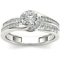Carat T.W. Dijamantni pasijans 10KT zaručnički prsten od bijelog zlata