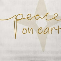 Jednostavno mrak s zlatnim obojenim mirom na Zemlji božićni mekani jastuk za bacanje poliestera na otvorenom, 16 16