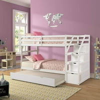 Čvrsto drvene krevete za djecu, tvrdo drvo blizance preko dvostrukog okvira kreveta s karatama s ladicama za skladištenje