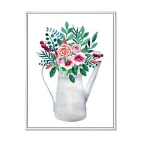 DesignArt 'buketi cvijeća u rustikalnom cvjetačkom loncu s tradicionalnim uokvirenim platnenim platnenim zglobnim ispisa