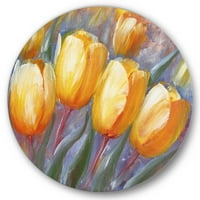 DesignArt 'Sažetak žutog cvjetanja tulipana tradicionalnog metalnog zida - disk od 11