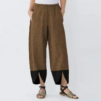 Hlače od pamuka i lana za žene, jednobojne široke hlače nepravilnog oblika, Ležerne hlače, Ženske hlače