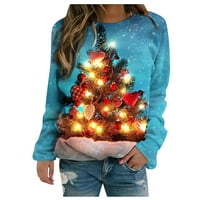 Dukserice za žene Plus size modni božićni Print šareni pulover ležerni džemper dugih rukava bluze vrhovi