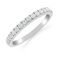 zaručnički prsten od bijelog zlata od 14 karata s okruglim dijamantom i mikro popločanim mladencima