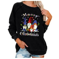 Rasprodaja ženske božićne majice s kapuljačom, ležerna široka majica s okruglim vratom s dugim rukavima, pulover s printom sobova