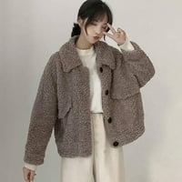 Ženski zimski modni kaput od ovčje vune s kratkim labavim plišanim vrhovima