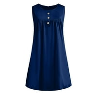 Ženske haljine ležerna mini sunčana haljina s izrezom i printom u obliku slova H. ljetna haljina bez rukava u plavoj boji 5 inča