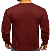 Muški jednodijelni džemperi Gornji dijelovi muške tople majice s okruglim vratom sportski ugrađeni rebrasti pulover Crveni;