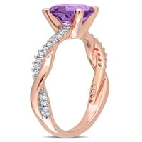 Zaručnički prsten od ametista od 14 karatnog dijamanta od 14 karatnog ružičastog zlata