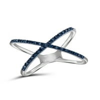 Jewelersclub Sterling Silver Criss Cross Ring - 0. Karatni plavi dijamantni prsten sa. Srebrni prsten od sterlinga - Pravi dijamantni