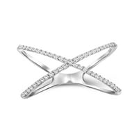 Nakit klub križni prsten od sterling srebra-karatni bijeli dijamantni prsten. Prsten od sterling srebra-pravi križni dijamantni prsten