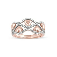1 5CT TDW Diamond 10K ružičaste zlatne vrpce i srca modni prsten