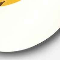 DesignArt 'Sažetak Mjesec i žuto sunce s tropskim listom II' Moderni krug metal zida - disk od 36