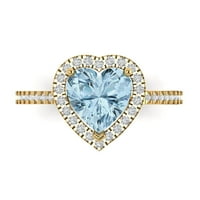 2. Dijamantni rez u obliku srca u plavoj boji s imitacijom dijamanta u žutom zlatu od 14 karata s umetcima veličina prstena 5