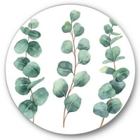 DesignArt 'mlade eukaliptus grane i lišće I' tradicionalna metalna zidna umjetnost kruga - disk od 23 godine