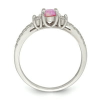 Prsten od djevičanskog srebra presvučen ružičastim zlatom s ružičastim opalom i kubičnim cirkonijem