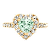 2,03-karatni zeleni simulirani dijamant u obliku srca ugraviran u žuto zlato 14-karatna Izjava o godišnjici vjenčanja Halo vjenčani