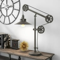 Tradicionalna Metalna Stolna svjetiljka sa širokim obodom i sustavom remenica