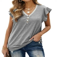 Ženske čipkaste majice kratkih rukava seksi ljetne Ležerne majice s izrezom i gumbima u obliku slova u, bluze širokog kroja, majice