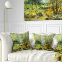 Dizajnerski zeleno-žuti jastuk s printom deep forest - landscape - 18.18