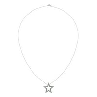 Privjesak s lančićem od bijelog zlata s malim dijamantima u obliku zvijezde od netaknutog karatnog zlata