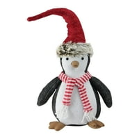 10 mali plišani Božićni pingvin u prugastom šalu i šeširu Djeda Mraza