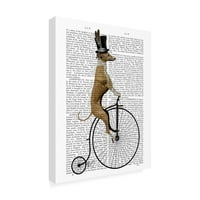 Zaštitni znak likovna umjetnost 'Greyhound on Black Penny Farthing Bike' platno umjetnost Fab Funky