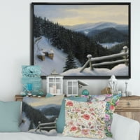 DesignArt 'Pogled na snježne planine u večernjim satima Glow' Tradicionalno uokvireno platno zidne umjetničke tiska