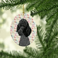 Standardni crni Božićni keramički ukras za pudlice