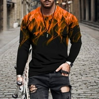Muška majica s okruglim vratom s dugim rukavima s printom plamena