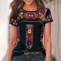 Majice za žene, ležerna ljetna modna ženska bluza s okruglim vratom s printom, majica kratkih rukava, ljetni vrhovi, majice i bluze