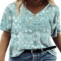 Ženske majice s grafičkim printom, Majica kratkih rukava s izrezom u obliku slova A, ljetne majice za plažu, široka široka ležerna