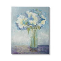 Stupell Industries prekrasna bijela plava hortenzija za cvjetni buket slikati galerija omotana platno tisak zidna umjetnost, 36x48