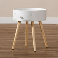 Moderni drveni završni stol od 1 ladice u bijeloj boji